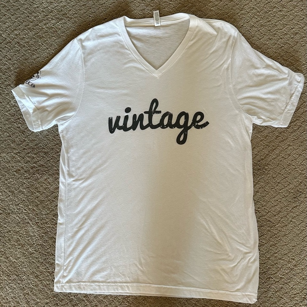 NWOT OK Tease Co brand Bella Canvas White V-Neck Tee with Black Print Women’s